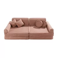 Sofy i kanapy - MeowBaby® Aesthetic Sztruksowa sofa dziecięca Premium, pudrowy róż - miniaturka - grafika 1