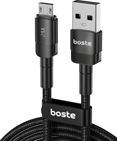 Boste Beauty Armor Series Kabel do ładowania i transmisji danych, USB-A do Micro, 2.4A, 1m, Czarny