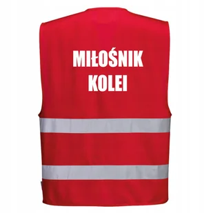 Kamizelka odblaskowa PORTWEST F474 Czerwony L/XL nadruk MIŁOŚNIK KOLEI - Odzież robocza - miniaturka - grafika 1