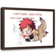 Plakaty - Plakat w ramie brązowej FEEBY Manga I need coffee, 70x50 cm - miniaturka - grafika 1