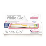 Wybielanie zębów - White Glo Barros Laboratories Sensitive Forte+ 100ml wybielająca pasta do zębów wrażliwych z azotanem potasu + szczoteczka do zębów + wykałaczki - miniaturka - grafika 1