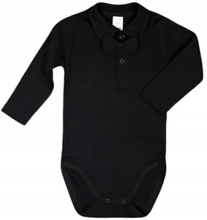 Body KOŁNIERZYK Polo DŁR czarne MUCHA czarna r 62 KLEKLE - Body dla niemowląt - miniaturka - grafika 1