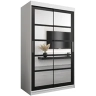 Szafy - Szafa przesuwna garderoba z lustrem i półkami do mieszkania Roma 2 120 artisan sonoma czarna biała - miniaturka - grafika 1