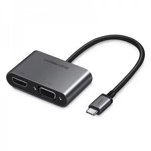UGREEN Adapter UGREEN USB-C do VGA + HDMI 4K, 25cm (srebrny) UGR323SLV - Adaptery i przejściówki - miniaturka - grafika 1