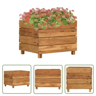 The Living Store Podwyższona donica 50x40x38 cm - drewno tekowe z recyklingu/stal - Podwyższona Donica - Donice - miniaturka - grafika 1