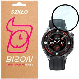 Bizon Szkło hybrydowe Glass Watch Edge Hybrid dla OnePlus Watch 3, czarne - Akcesoria do smartwatchy - miniaturka - grafika 1