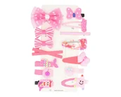 Ozdoby do włosów - Komplet spinek dziecięcych różowe 14 sztuk - miniaturka - grafika 1