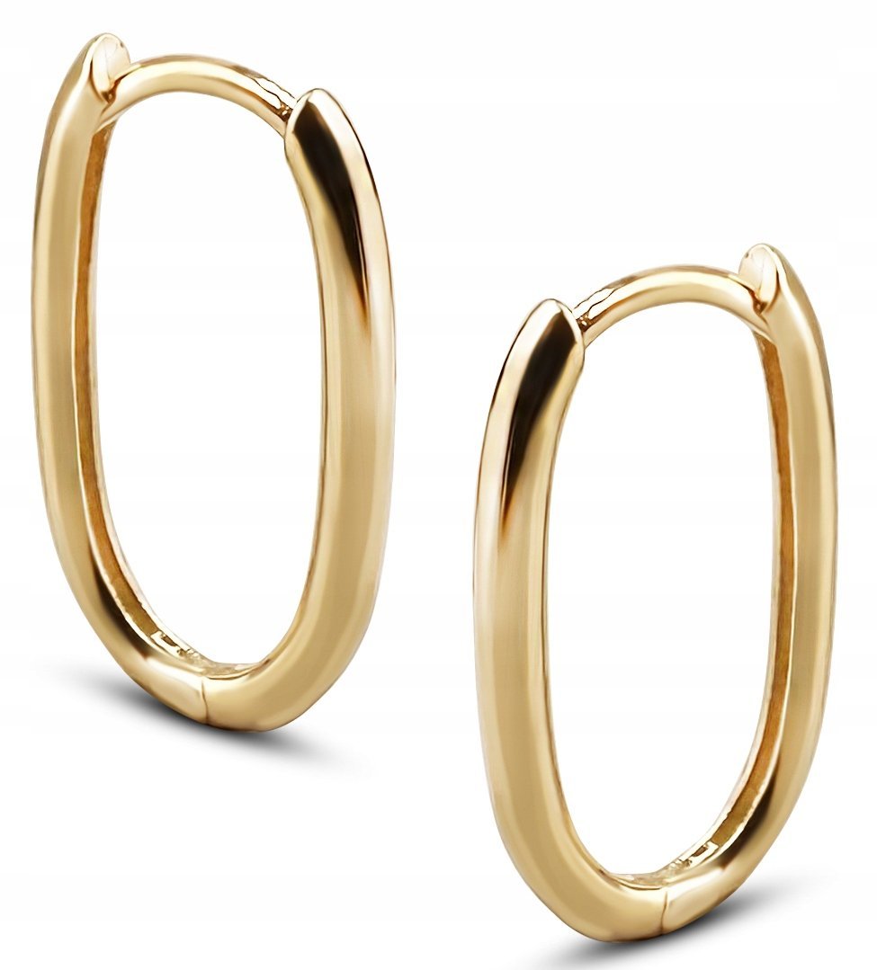 ZŁOTE OWALNE KOLCZYKI SIMPLE WYSOKI POŁYSK 14KT 585