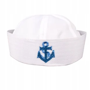 Czapka Marynarska Marynarz Biała Niebieska Kotwica Marine Przebranie Unisex - Dodatki do strojów karnawałowych - miniaturka - grafika 1