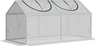 Szklarnie ogrodowe - Szklarnia foliowa Outsunny z oknem na pomidory PE 120x60x60cm biała - miniaturka - grafika 1