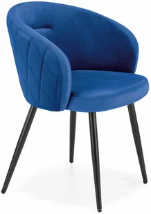 Halmar Krzesło tapicerowane z czarnymi nogami - granatowy - Krzesła - miniaturka - grafika 1
