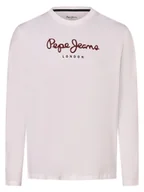 Koszulki męskie - Pepe Jeans Męska koszulka z długim rękawem - Eggo Long Mężczyźni Bawełna biały nadruk, M - miniaturka - grafika 1