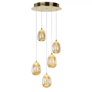 Italux Wisząca LAMPA kaskada HUELTO PND-22112132-5A-CHPN szklana OPRAWA loftowy ZWIS LED 24W 3000K kulisty złoty szampański PND-22112132-5A-CHPN - Lampy sufitowe - miniaturka - grafika 1