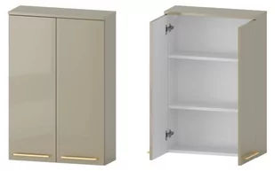 Szafka nad Pralkę RON 60 cm 2D90 - Cappuccino Wysoki Połysk - Uchwyty Złote Szczotkowane - Szafki łazienkowe - miniaturka - grafika 1