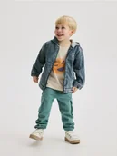 Kombinezony dla dzieci - Reserved - Denimowa kurtka z kapturem - niebieski - miniaturka - grafika 1