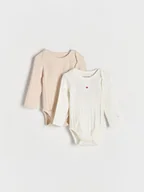 Komplety dla niemowląt - Reserved - Prążkowane body 2 pack - złamana biel - miniaturka - grafika 1