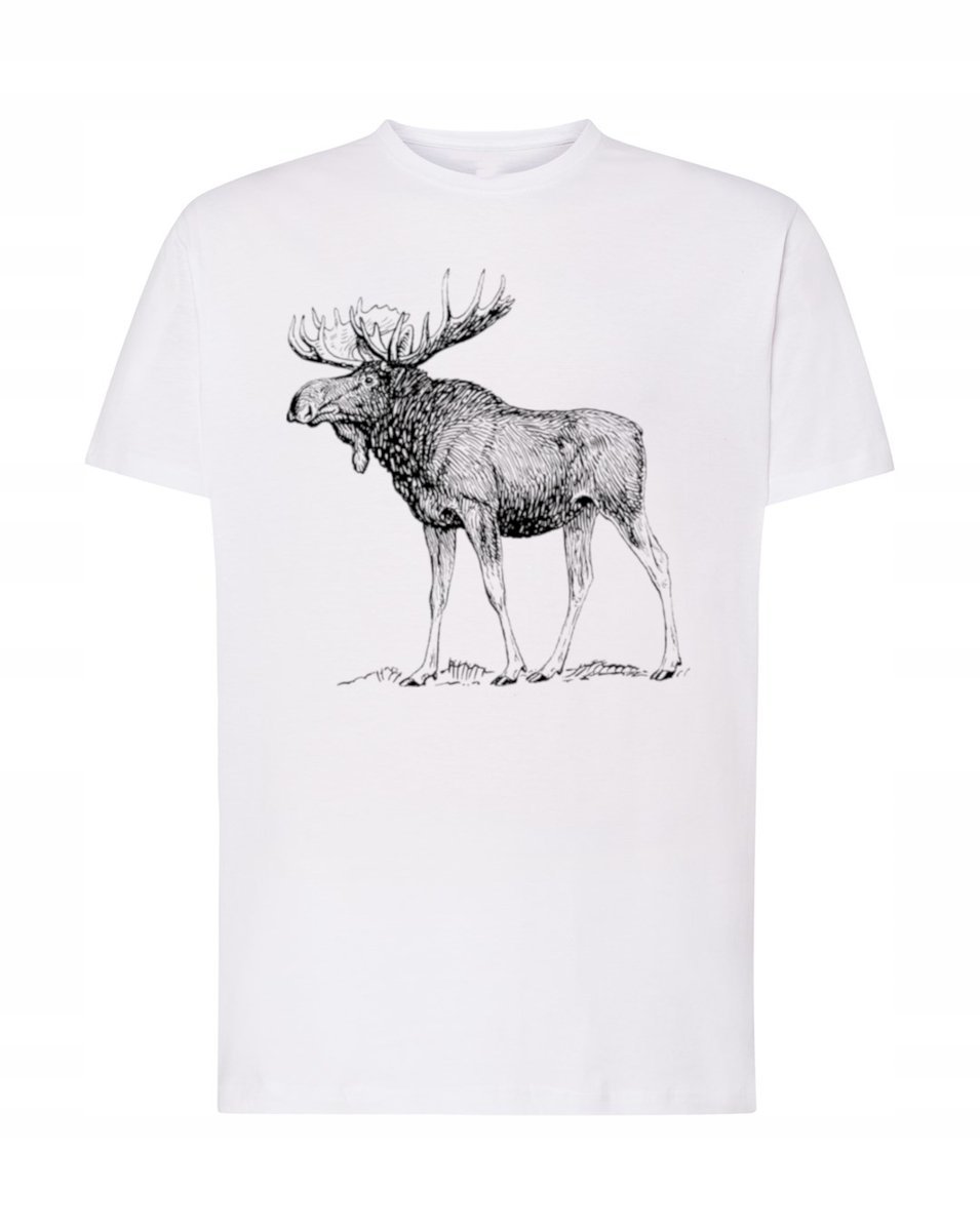 KOSZULKA T-shirt Zwierzęta NADRUK DUŻY ŁOŚ Rozm XS