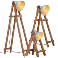 Lampy sufitowe - VidaXL Lampy podłogowe, 3 szt., srebrne, E27, lite drewno mango 320591 VidaXL VidaXL - miniaturka - grafika 1