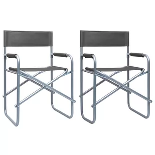 vidaXL Krzesła reżyserskie, 2 szt., stalowe, szare - Fotele i krzesła ogrodowe - miniaturka - grafika 1
