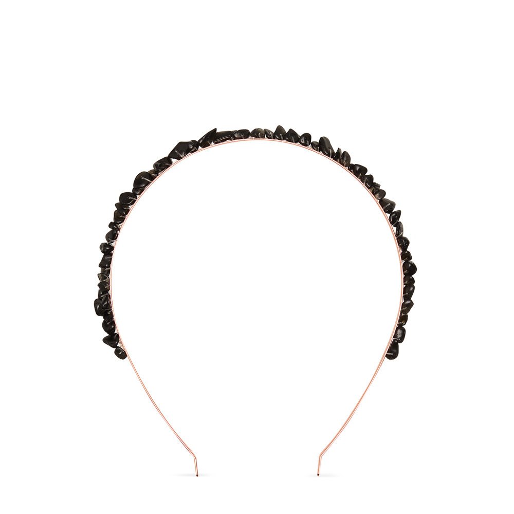 CRYSTALLOVE Opaska na włosy z czarnym obsydianem