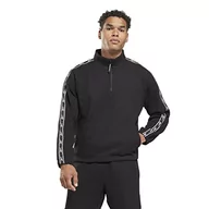 Bluzy męskie - Reebok Męska bluza Vector Tape na zamek 1/4, czarna, S, Czarny, S - miniaturka - grafika 1