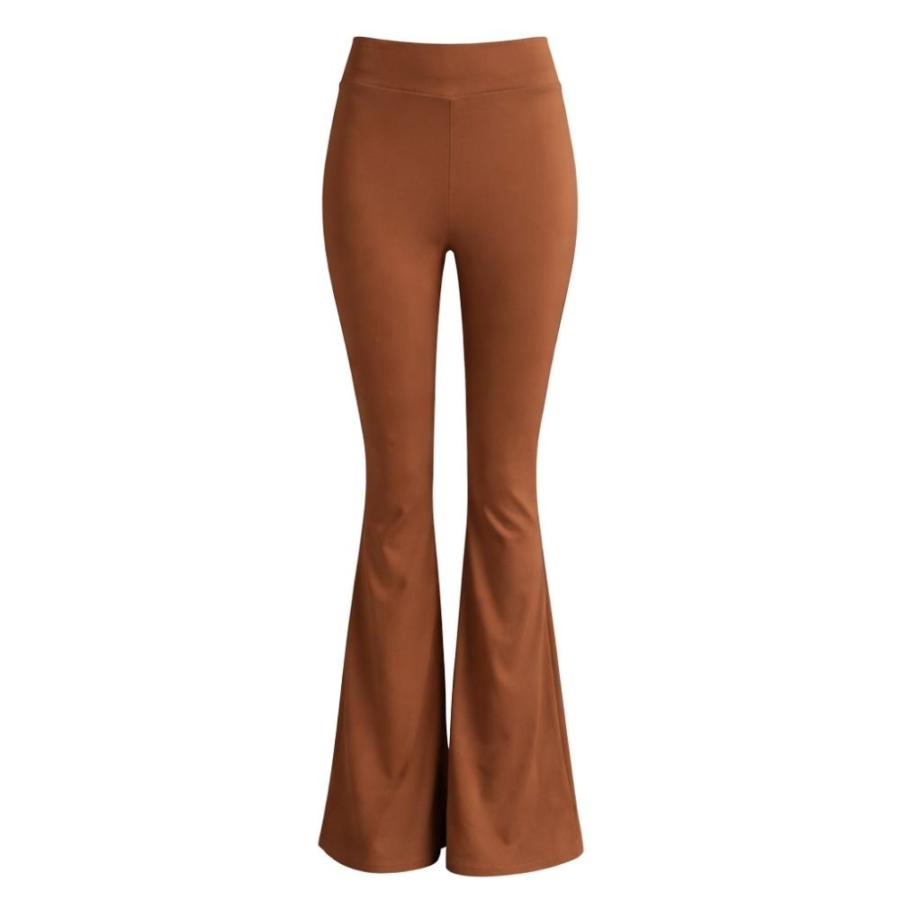 Dzwony Spodnie Damskie Włoskie Brązowe S