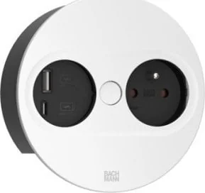 Bachmann BACHMANN TWIST 2 1xUTE 1xUSB A/C 22W 2,0m AEH RAL9010 30GE rond - Gniazdka elektryczne - miniaturka - grafika 1