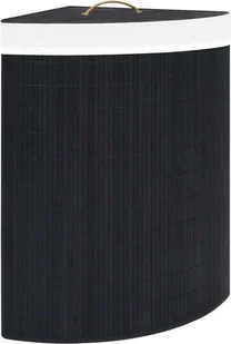 The Living Store Narożny kosz na pranie Bamboo Czarny 60 L - Kosze na bieliznę - miniaturka - grafika 1