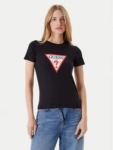 Guess Jeans T-Shirt W4YI04 J1314 Czarny Slim Fit - Koszulki i topy damskie - miniaturka - grafika 1
