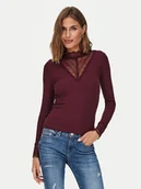 Bluzki damskie - ONLY Bluzka Tilde 15207788 Bordowy Stretch Fit - miniaturka - grafika 1
