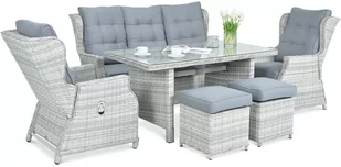 Meble technorattanowe BALTIMORE DINING + PUFY White Grey - Meble ogrodowe - miniaturka - grafika 1