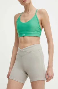 Reebok szorty do jogi Lux Collection kolor szary gładkie medium waist 100076342 - Spodenki damskie - miniaturka - grafika 1