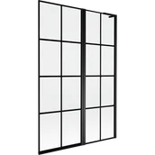 Parawany nawannowe - Mexen Mist L parawan nawannowy 2-skrzydłowy prawy 120 x 150 cm, czarna kratka, czarny - 8A9L-120-011-70-77-P - miniaturka - grafika 1