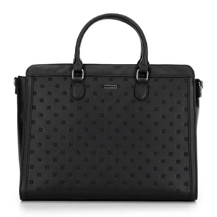 Damski kuferek z etui na laptopa 15,6'' czarno - srebrny - Torebki damskie - miniaturka - grafika 1