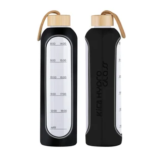 BUTELKA SZKLANA NA WODĘ TRENING MOTYWACYJNA BIDON KICA HYDRO GLASS 1L CZARNA - Shakery i bidony sportowe BUTELKA SZKLANA NA WODĘ TRENING MOTYWACYJNA BIDON KICA HYDRO GLASS 1L CZARNA - Shakery i bidony sportowe - miniaturka - grafika 1