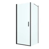 Kabiny prysznicowe - Oltens Rinnan kabina prysznicowa 80x90 cm prostokątna drzwi ze ścianką czarny mat/szkło przezroczyste 20212300 - miniaturka - grafika 1