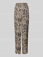 Spodnie damskie - Spodnie materiałowe o kroju relaxed fit z czystej wiskozy i zwierzęcym nadrukiem na całej powierzchni - miniaturka - grafika 1