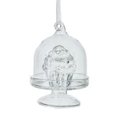 Bombki - BOMBKA CHOINKOWA SZKLANA NA CHOINKĘ BIAŁO-SREBRNA BABECZKA W SZKLE 7,5 CM BOMBKI CHOINKOWE BAŃKI I OZDOBY NA CHOINKĘ - miniaturka - grafika 1