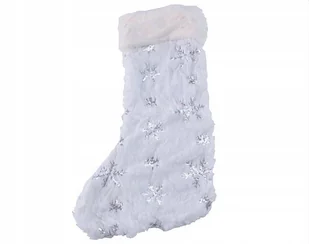 SKARPETA NA PREZENTY PLUSZOWA BIAŁA BOŻE NARODZENIE - Ozdoby bożonarodzeniowe - miniaturka - grafika 1