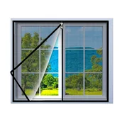 Moskitiery - Samoprzylepna moskitiera okienna, moskitiera przeciw owadom z zamkiem błyskawicznym, drobna siatka do okna, 150 x 150 cm, czarna - miniaturka - grafika 1