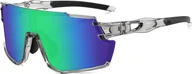 Okulary przeciwsłoneczne - INF Sportowe okulary przeciwsłoneczne z piaskowo-białą oprawką Szary+Zielony - miniaturka - grafika 1