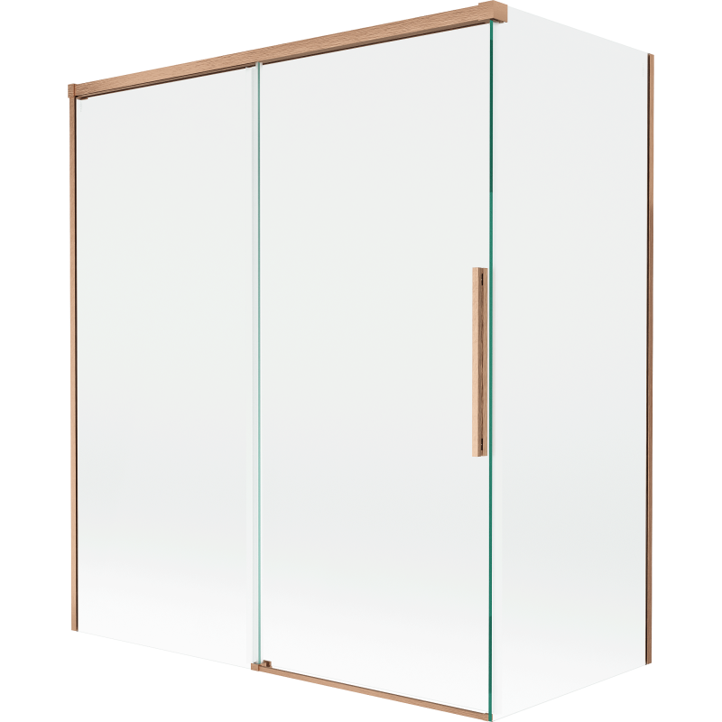 Mexen Rox parawan nawannowy 2-skrzydłowy rozsuwany 140 + 70 x 150 cm, transparent, miedż szczotkowana - 8C9-140-070-65-00