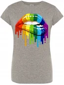 Koszulki i topy damskie - T-Shirt Damski Kolorowe Usta Modny Rozm.XXL - miniaturka - grafika 1