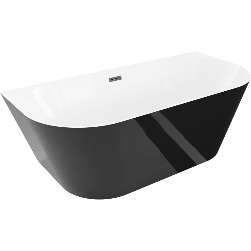 Mexen Oval Slim wanna wolnostojąca przyścienna 170 x 80 cm, biała/czarna, przelew czarny - 526817MEX--52661708075-70-70