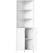 Szafki łazienkowe - Narożna Szafka Łazienkowa z 3 Otwartymi Regałami i 2 Drzwiami – Szafka z Regulowanymi Regałami – 42,5 x 42,5 x 172,5 cm – Biała - miniaturka - grafika 1