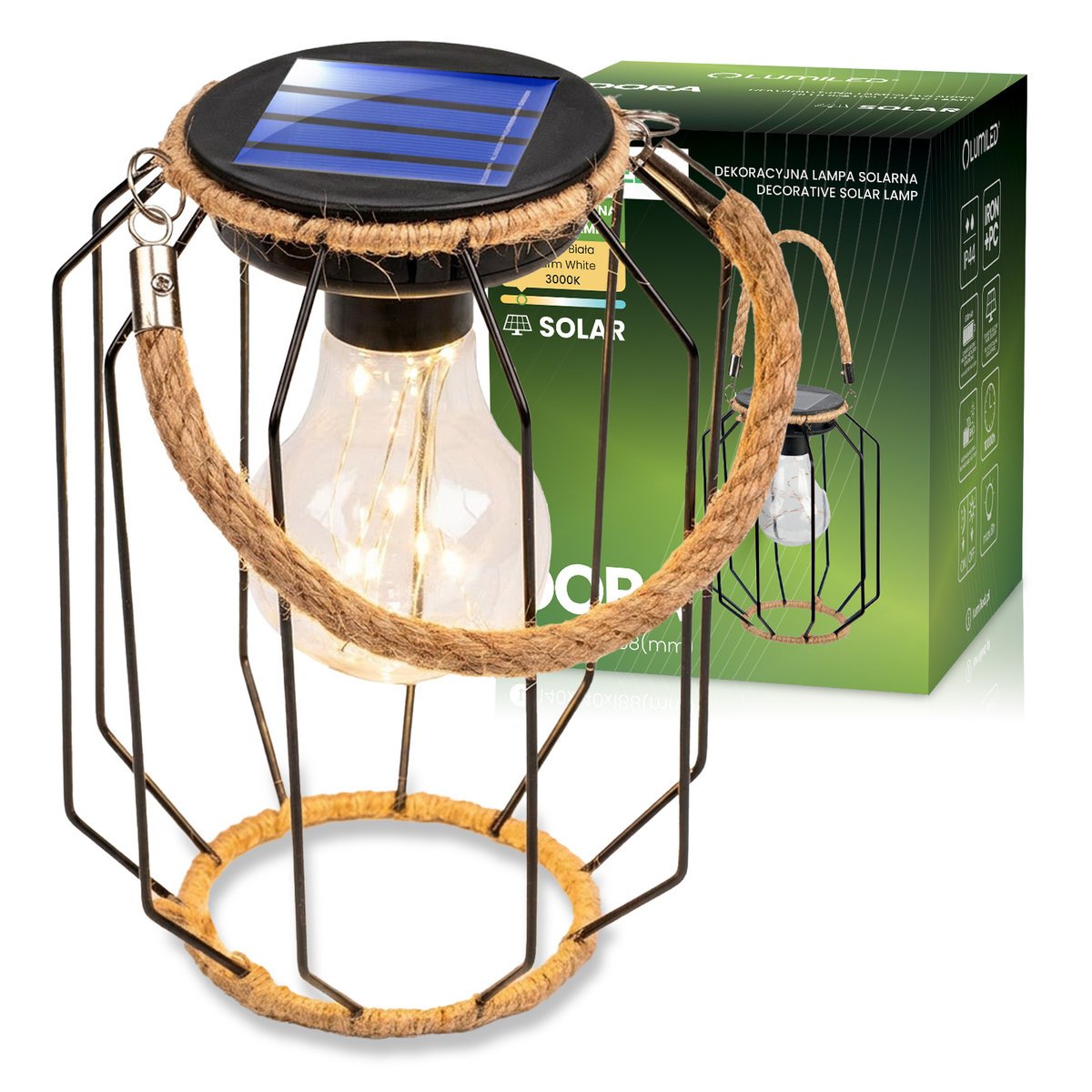 Lumiled Lampa Solarna Ogrodowa LED Wisząca Latarenka DORA IP44 3000K