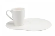 Filiżanki - Filiżanka talerzyk porcelanowa biała do kawy boch - miniaturka - grafika 1