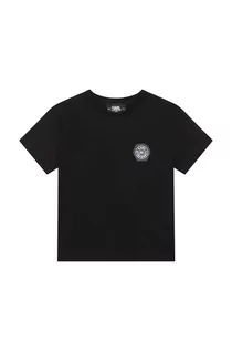 Koszulki dla dziewczynek - Karl Lagerfeld t-shirt bawełniany dziecięcy kolor czarny z nadrukiem - grafika 1