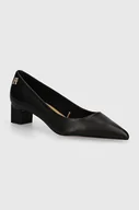 Czółenka - Tommy Hilfiger czółenka skórzane TH MID HEEL PUMP kolor czarny na słupku FW0FW08204 - miniaturka - grafika 1