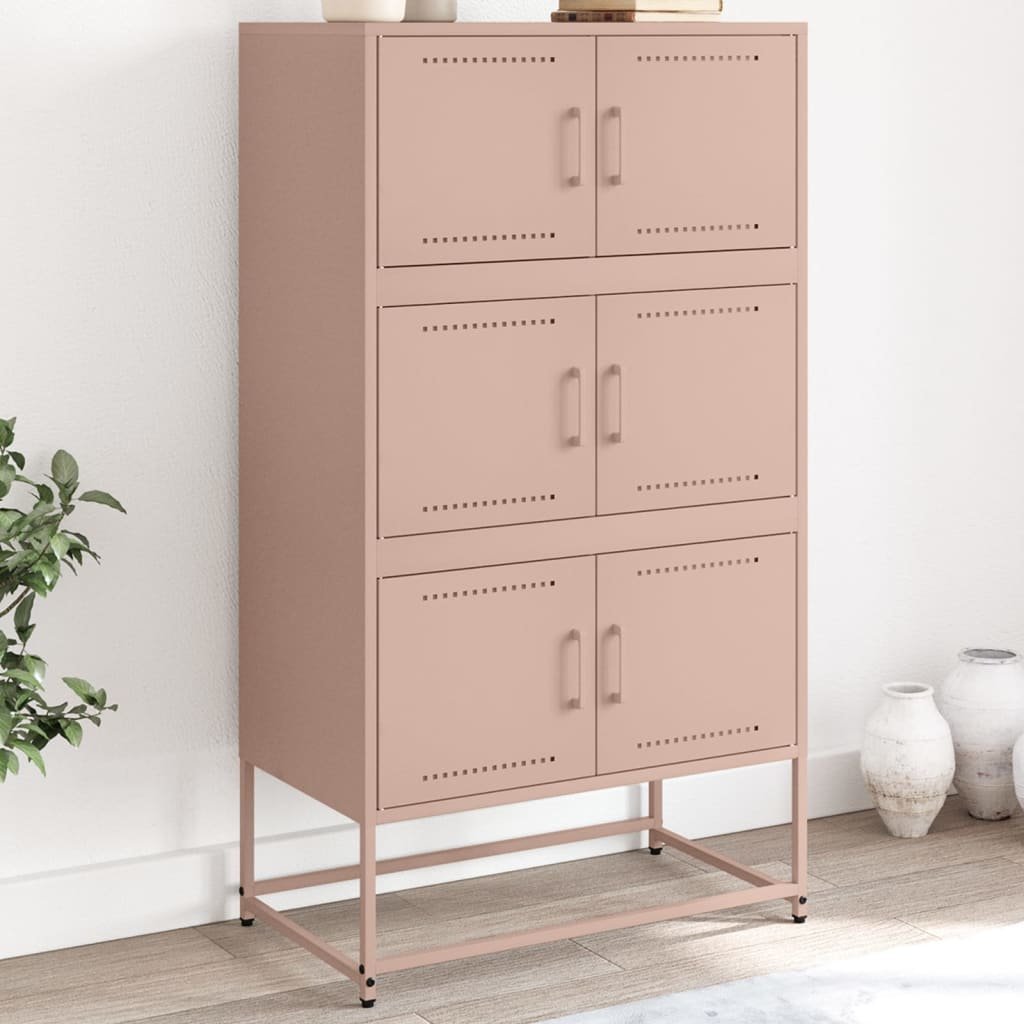 vidaXL Szafka, różowa, 68,5x38,5x123,5 cm, stal
